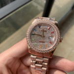 Iced Out Rolex Day-Date 40 Rose Gold Watch