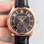 Patek Philippe Annual Calendar 5205R-010 Rose Gold Black Leather Strap Watch