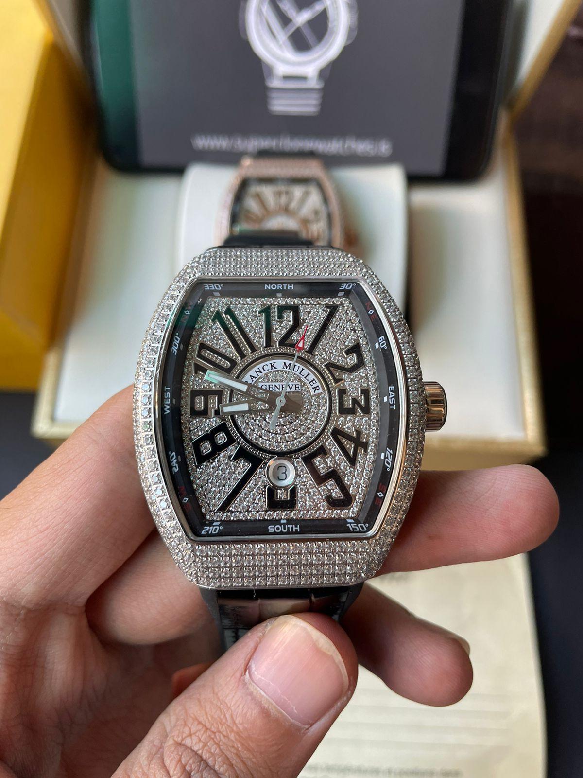 Iced Out Franck Muller Vanguard V45 AAA Replica Watch - Image 7