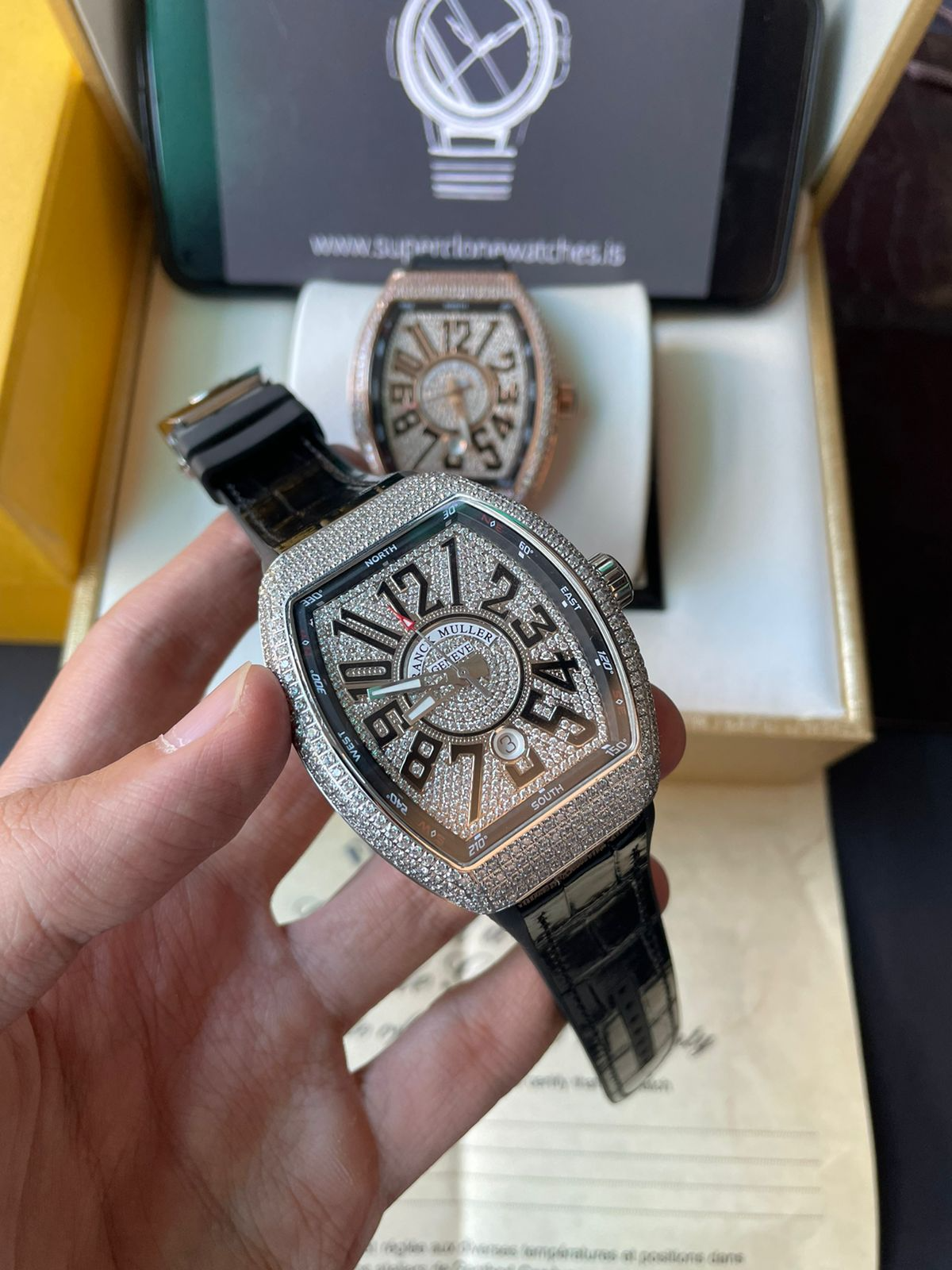 Iced Out Franck Muller Vanguard V45 AAA Replica Watch - Image 6