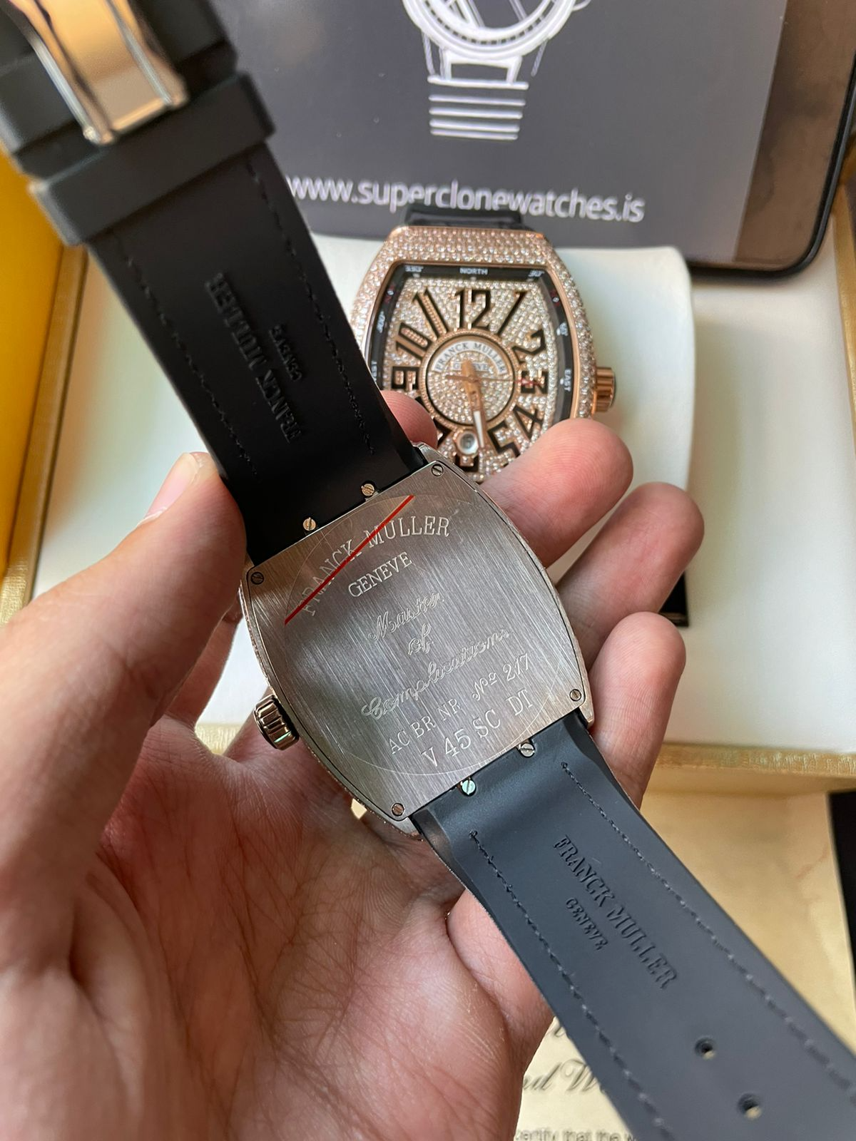 Iced Out Franck Muller Vanguard V45 AAA Replica Watch - Image 4