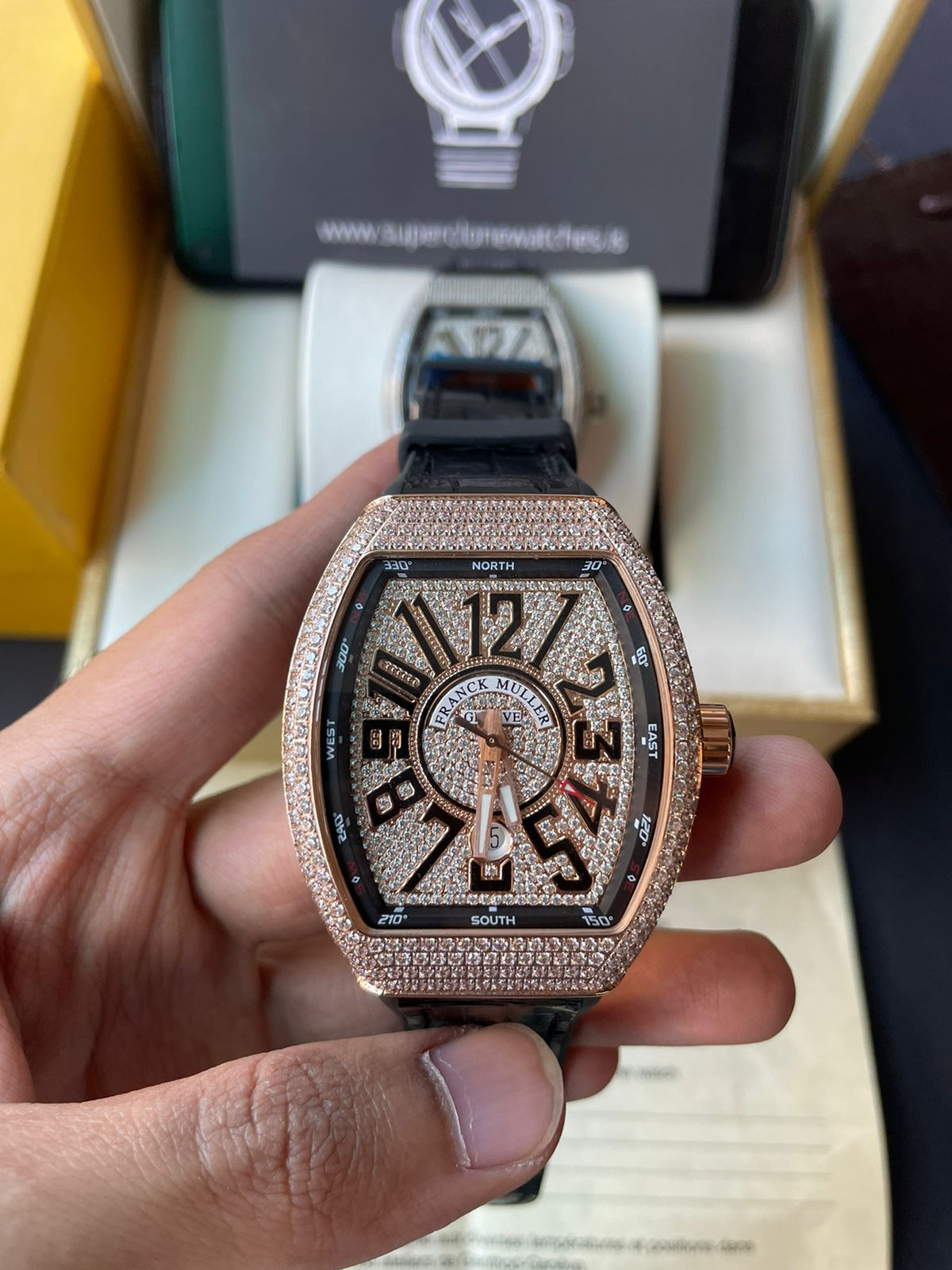 Iced Franck Muller Vanguard V45 SC DT D CD 5N Rose Gold Watch - Image 10