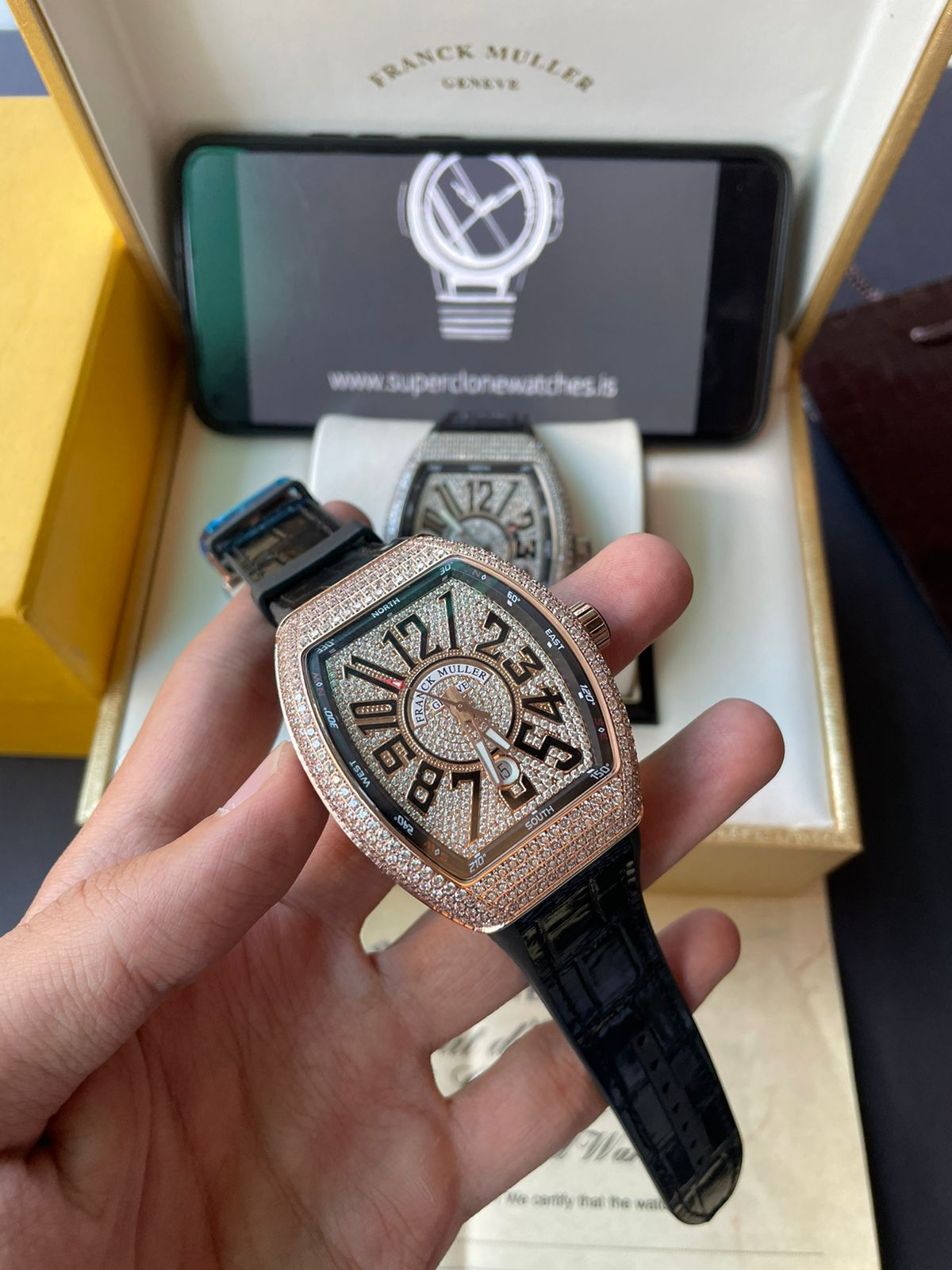 Iced Franck Muller Vanguard V45 SC DT D CD 5N Rose Gold Watch - Image 11