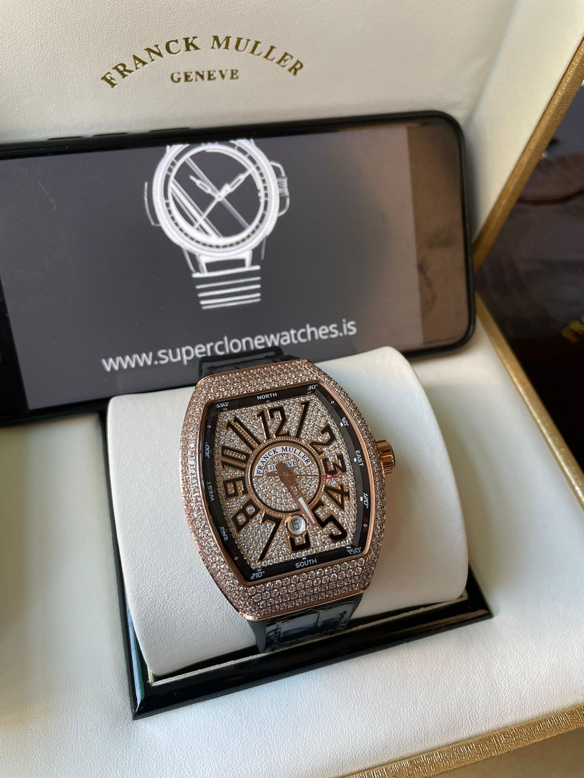 Iced Franck Muller Vanguard V45 SC DT D CD 5N Rose Gold Watch - Image 7