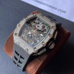 Iced out Richard Mille RM011-03 Titanium silver Replica Watch